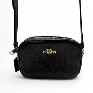COACH Mini Jamie Camera Bag Black Pebbled Leather Crossbody | Style CA069
